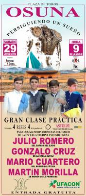 Se presenta el cartel de la clase práctica que ofrecerán los alumnos de la fundación ‘Antonio Osuna’ en la plaza de toros de la localidad el próximo 29 de junio 