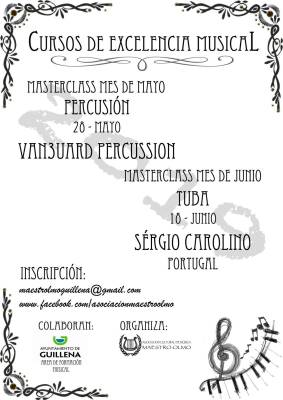 Nuevos cursos de excelencia musical: percusión con van3uard percussión y tuba con Sergio Carolino