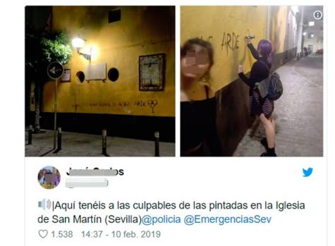 La Policía Local identifica a la autora de las pintadas de San Martín