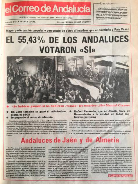 Así contó El Correo una jornada histórica para Andalucía