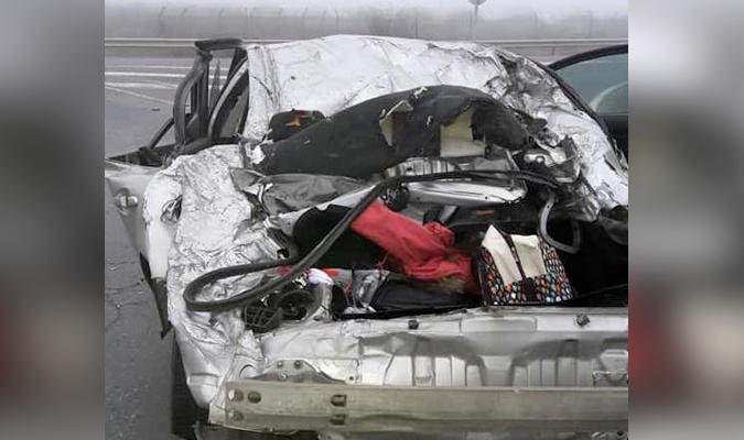 Imagen del coche accidentado. / El Correo
