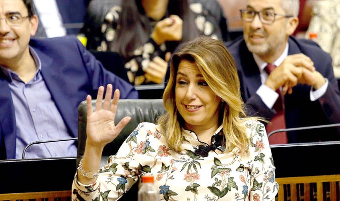 Susana Díaz, este miércoles en el Parlamento andaluz. / EFE