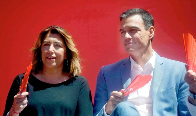Susana Díaz y Pedro Sánchez, en la campaña por Andalucía. / Efe