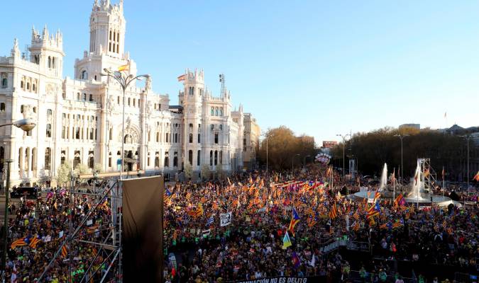 Manifestación independentista el pasado domingo en Madrid. / EFE