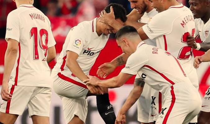 Ben Yedder celebra su gol en la victoria del Sevilla ante el Rayo Vallecano. / EFE