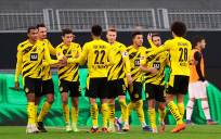 El Borussia de Dortmund en el último partidodisputado en la Bundesliga. EFE