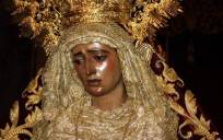 Imagen de la Virgen de la Amargura antes de su intervención. 