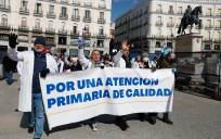 Manifestación en Madrid, promovida por el sindicato Amyts, dentro de dos convocatorias de huelga para exigir mejoras laborales y salariales. EFE/ J.J.Guillen