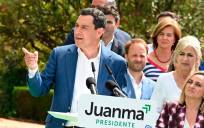 El presidente del Partido Popular de Andalucía, Juanma Moreno, en un acto electoral . / E.P.