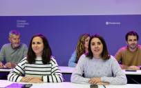 La secretaria general de Podemos, Ione Belarra, y la exministra de Igualdad Irene Montero. EFE/ Victor Lerena