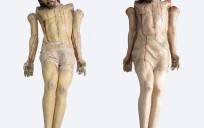 A la izquierda, estado original de la imagen del Cristo Yacente, y el resultado tras la restauración a la derecha (Foto: Marcos Moreno).