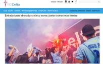 Las entradas a 5 euros para Celta-Sevilla colapsan la web del club