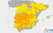 Avisos naranjas y amarillos para este lunes en España.