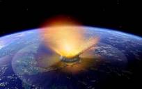 Recreación del impacto de un meteorito en la Tierra