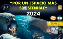Cartel anunciador de la conferencia con la tripulación de la Estación Espacial Internacional (Foto: Europa Press)