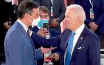 Imagen del encuentro entre Biden y Sánchez. 
