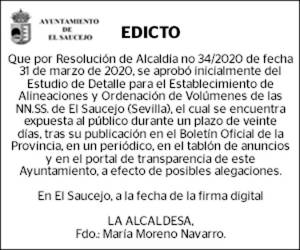 25-04-20 | Edicto Ayuntamiento del Saucejo