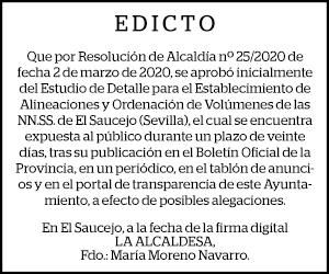 10-03-20 | Edicto Ayuntamiento de El Saucejo