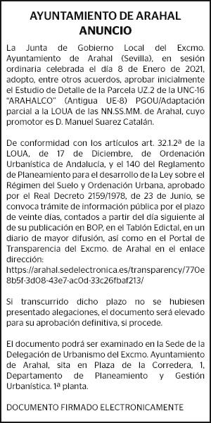 22-01-21 | Edicto del Ayuntamiento de Arahal