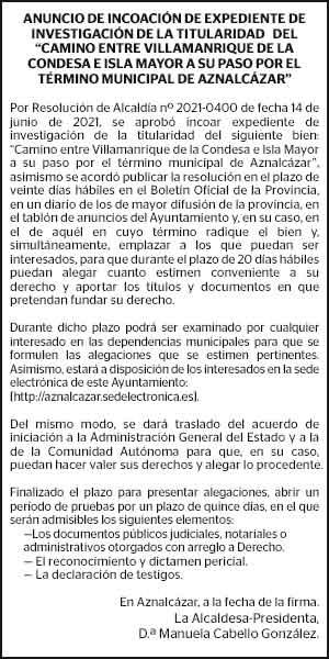 09-07-21 | Edicto Ayuntamiento de Aznalcázar
