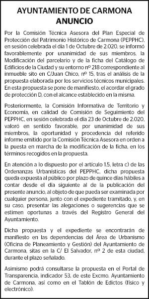 20-11-2020 | Edicto del Ayuntamiento de Carmona