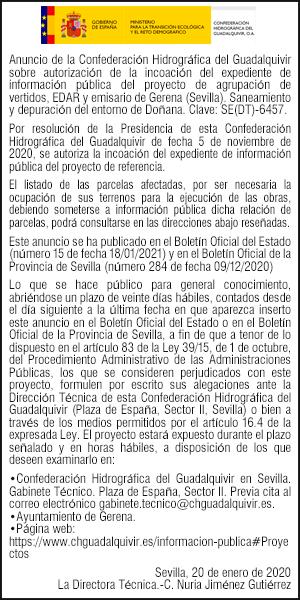 03/02/21 | Edicto de la Confederación Hidrográfica del Guadalquivir