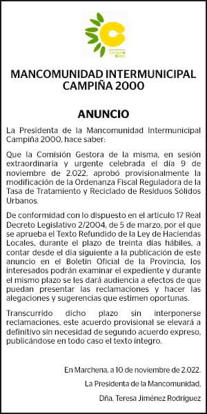 14-11-22 | Edicto Mancomunidad Intermunicipal Campiña 2000