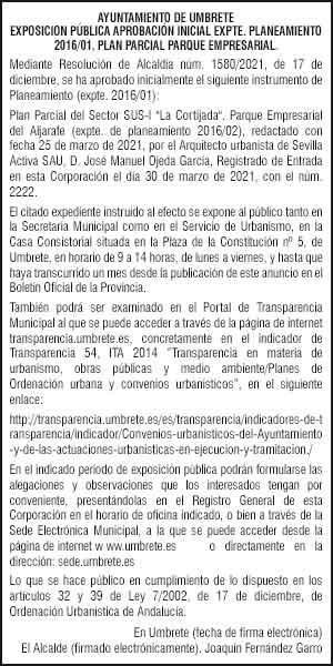 27-12-21 | Edicto Ayuntamiento de Umbrete