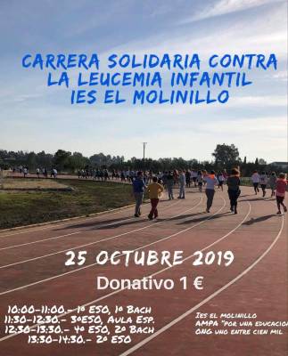 Viernes 25 de octubre, carrera solidaria contra la leucemia infantil en el Instituto El Molinillo