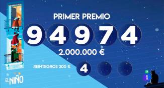 94.974, agraciado con el primer premio de dos millones de euros a la serie y 200.000 euros al décimo en el sorteo extraordinario de El Niño de Loterías y Apuestas de Estado