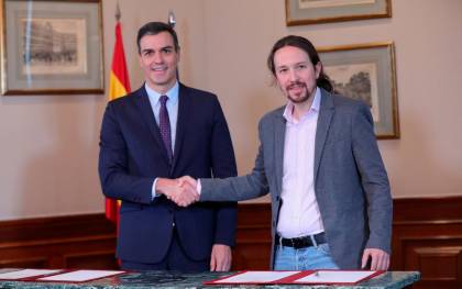 El presidente del Gobierno en funciones, Pedro Sánchez y el líder de Podemos, Pablo Iglesias. / Europa Press