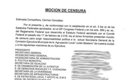 Militantes socialistas piden la dimisión de la ejecutiva del PSOE de Carmona