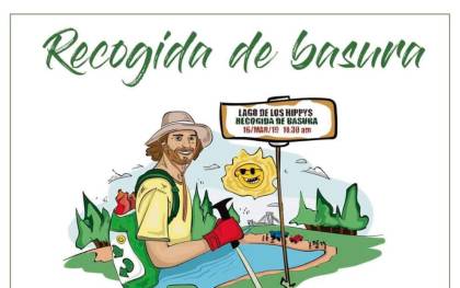 Cartel anunciador de la recogida de basura en el Lago de los Hippies. / El Correo