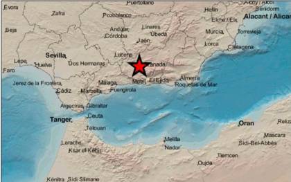 Tres terremotos de magnitud 4 sacuden Granada en la noche del martes