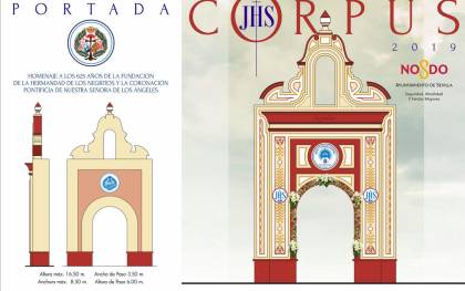 Las portadas del Corpus homenajean a las hermandades de Los Negritos y La Sed