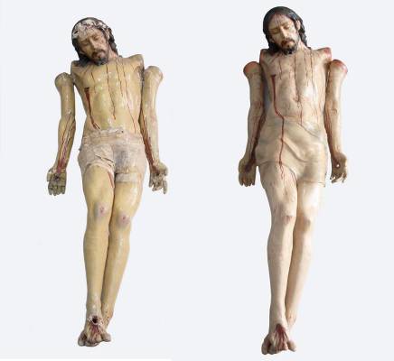 A la izquierda, estado original de la imagen del Cristo Yacente, y el resultado tras la restauración a la derecha (Foto: Marcos Moreno).