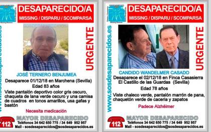 Los avisos de desaparición de las dos personas de Marchena y Castillo de las Guardas. / El Correo