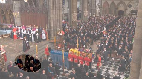 Los Reyes, junto a los eméritos en el funeral de Isabel II