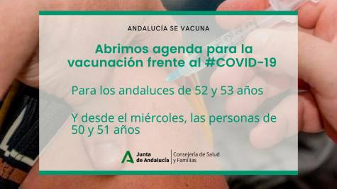 Abren la vacunación Covid a los andaluces nacidos desde 1968 a 1971 