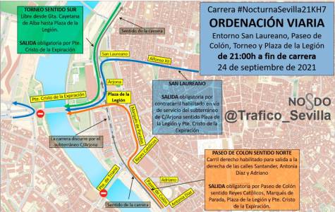 Estos son los cortes de tráfico en Sevilla por la Nocturna del Guadalquivir