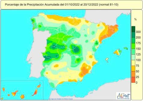 Las lluvias caídas cambian la situación en España pero no en Andalucía