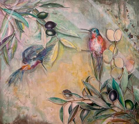 Dos colibríes en el cartel de Sheila Criado para el Olivo de Plata