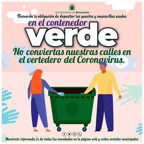 «Las calles no son el vertedero del coronavirus», la batalla contra mascarillas y guantes en Benacazón