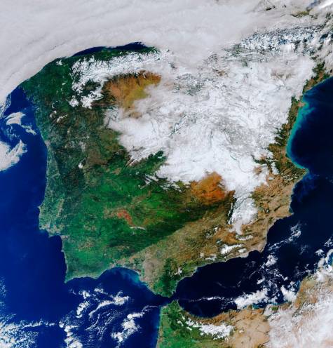 Increíble foto por satélite de España tras el paso de Filomena