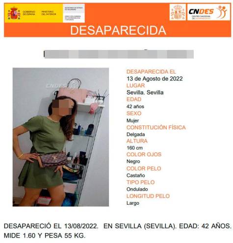 Alertan de la desaparición de una mujer en Sevilla