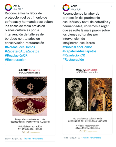 La Asociación Gremial Arte Sacro responde a ACRE Andalucía 