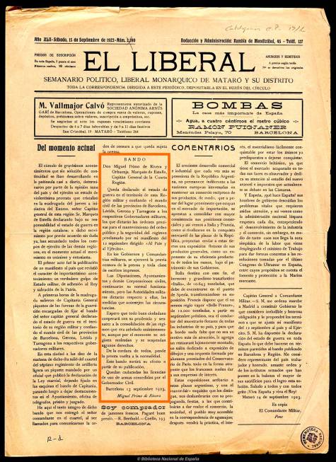 El golpe de Estado de Miguel Primo de Rivera un siglo después