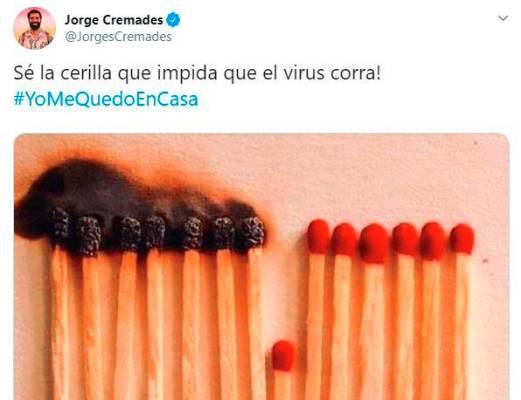 La campaña #YoMeQuedoEnCasa conciencia sobre el coronavirus