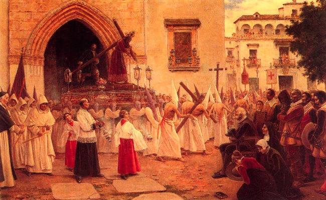 ‘Martínez Montañés contemplando la salida procesional del Señor de Pasión’. Joaquín Turina y Areal (1890).