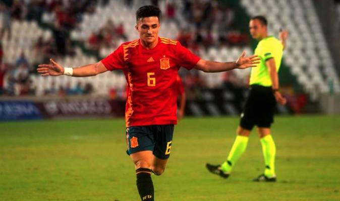 Manu García celebra su gol durante el encuentro amistoso entre las selecciones sub-21 de España y Alemania. / EFE
